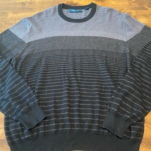 Men’s Perry Ellis Waffle Knit Thermal Sweater Black Stripped XXL Tall